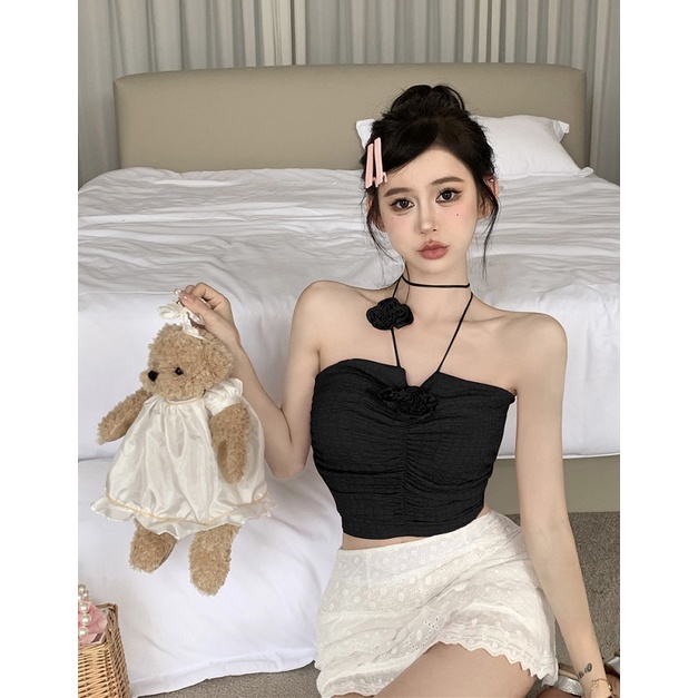 Áo Croptop Sát Nách Hở Vai Phong Cách Hàn Quốc Quyến Rũ Dành Cho Nữ