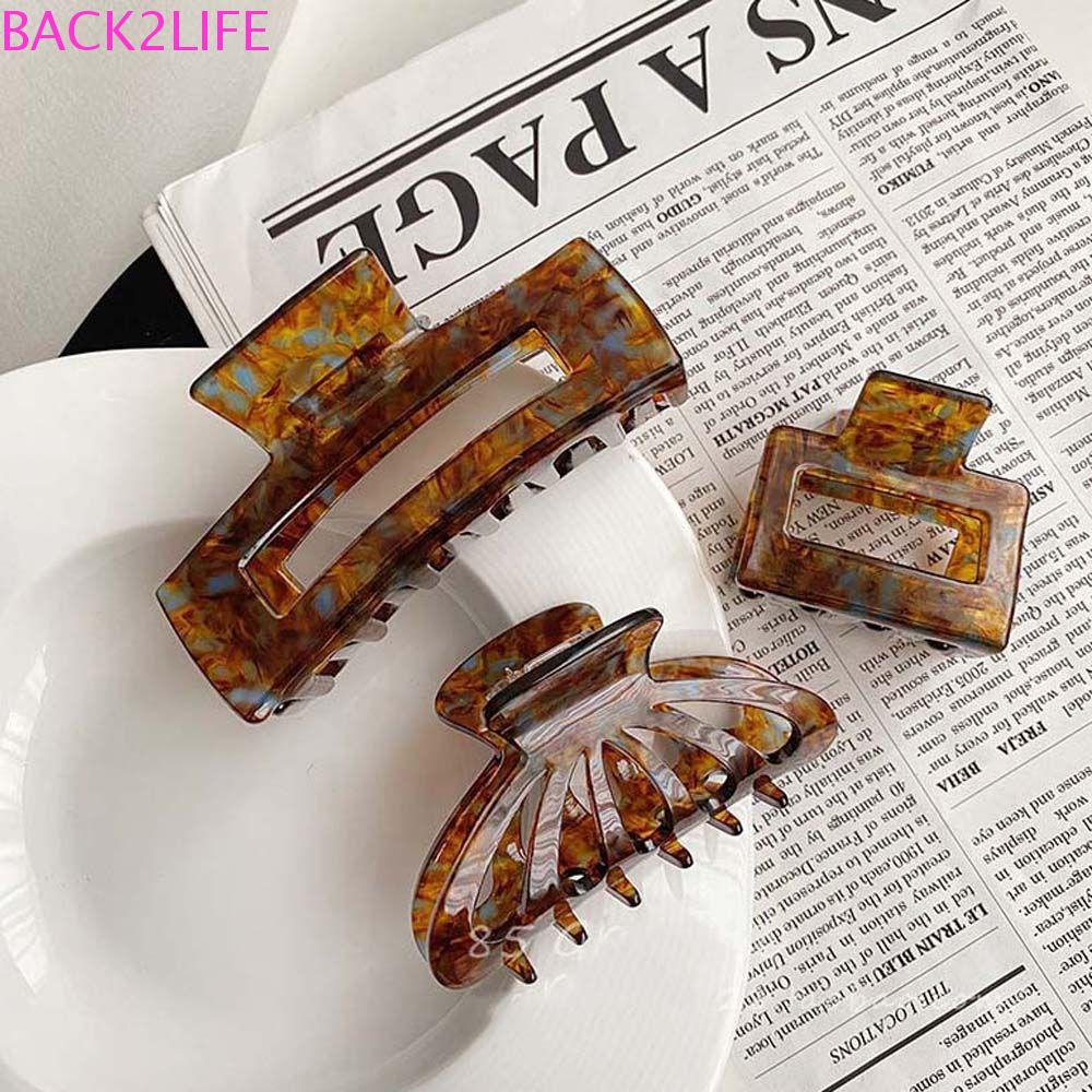 BACK2LIFE Kẹp Tóc Hình Vỏ Sò Họa Tiết Da Báo Ngọt Ngào Đơn Giản Cho Nữ