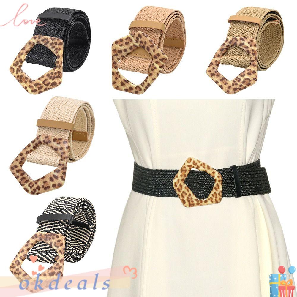 OKDEALS Thắt Lưng Vải Lanh Dệt Bản Rộng Phong Cách Bohemian Thời Trang