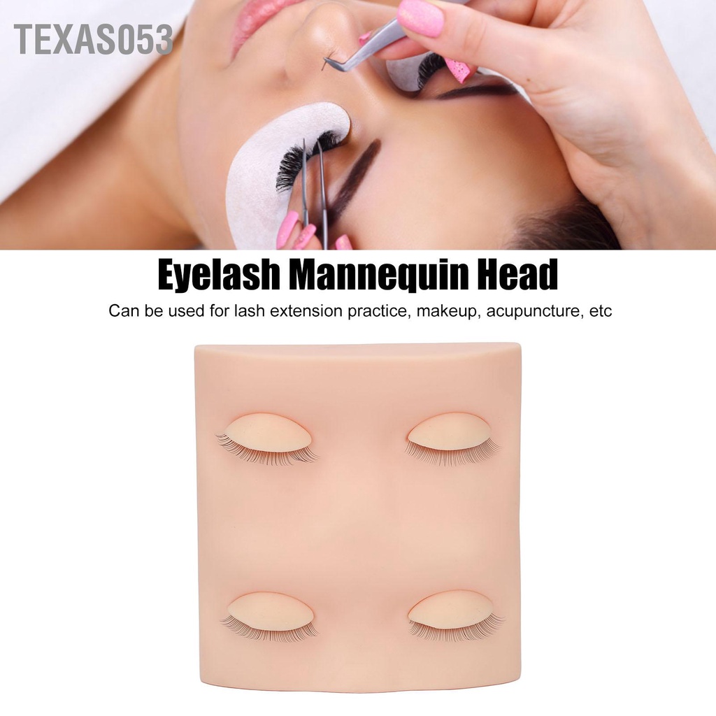 Texas053 Cây Nối Mi Thực Hành Đầu Manocanh Người Mới Trang Điểm Búp Bê Với 2 Cặp Mí Mắt Thay Thế