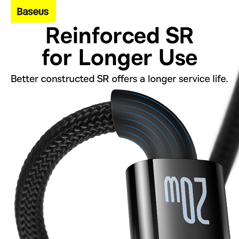 Cáp sạc nhanh 20W tự ngắt điện khi sạc đầy pin Baseus Explorer Series dây dù siêu bền dài 1m 2m HaiBunStore