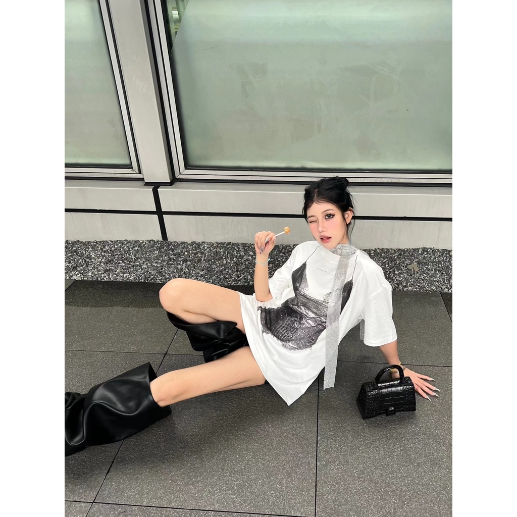 Áo Thun Nữ Tay Ngắn Dáng Rộng Phong Cách Đường Phố Mỹ Cá Tính