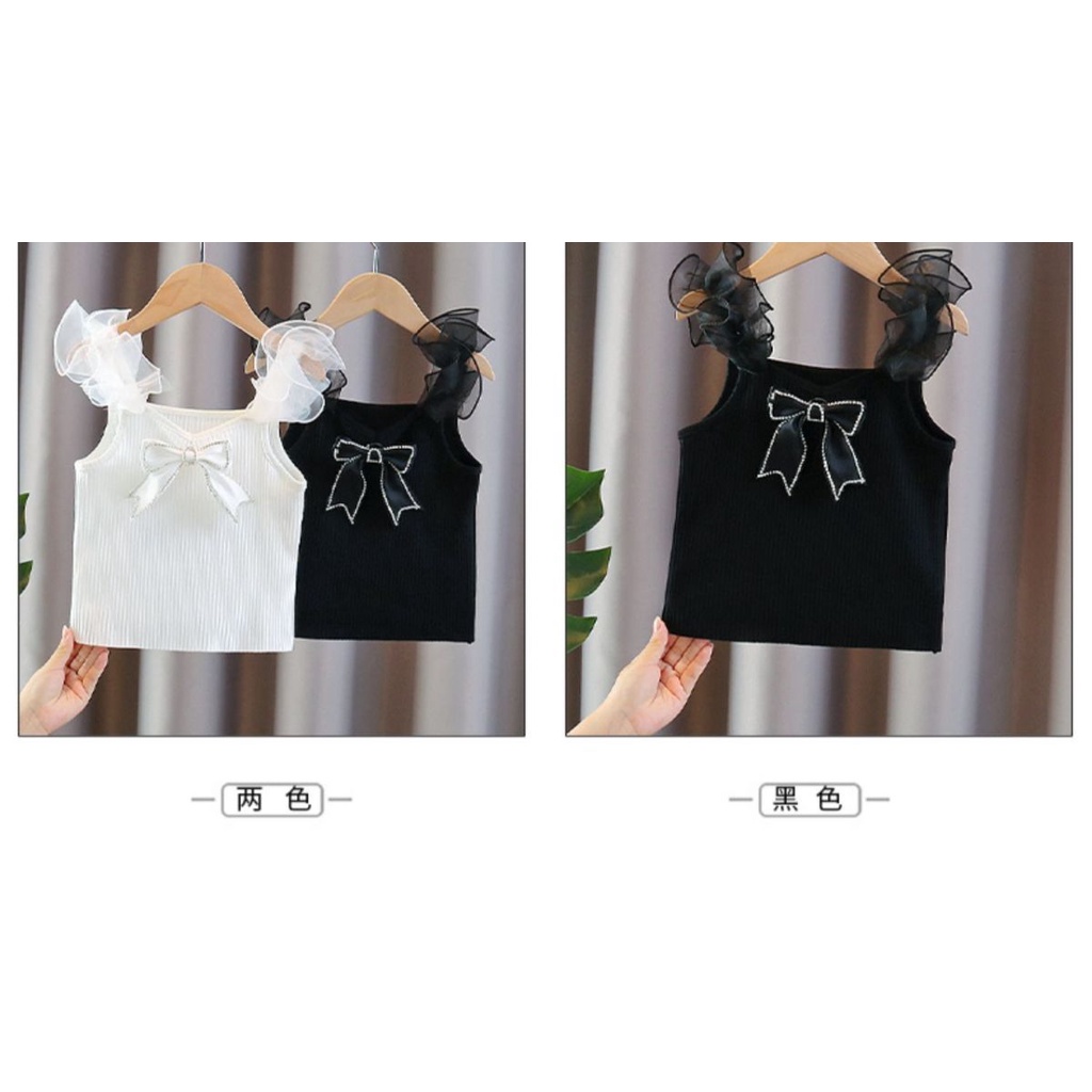Áo Hai Dây Mùa Hè 2023 Thắt Nơ Phong Cách Phương Tây Cho Bé Gái