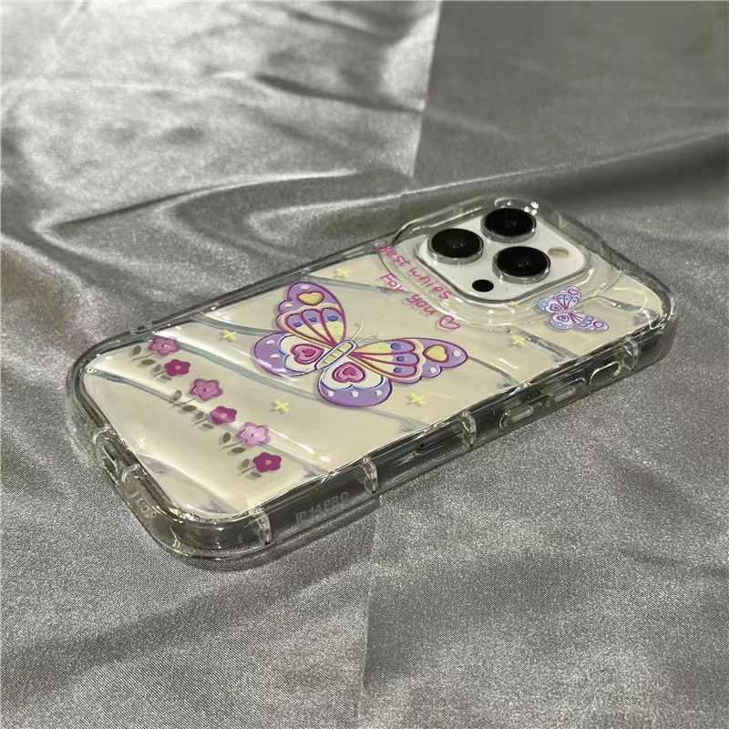 Ốp Điện Thoại Mềm Trong Suốt Họa Tiết Bướm Dễ Thương Cho Iphone 14Promax 8 1312 xr7 / 11plus KZ5A
