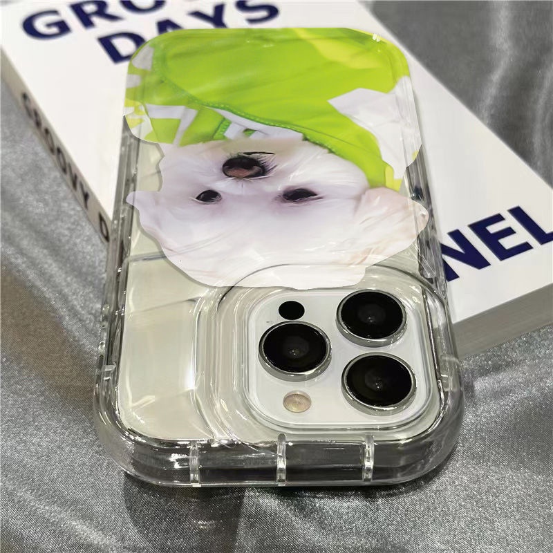 Ốp Điện Thoại Mềm Trong Suốt Hình Cún Con Đeo Áo Khoác Đệm Cho iPhone14promax 1312 / 11 7 / 8plus xr / sins 0VK2