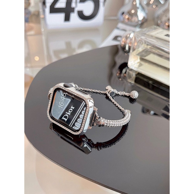Ốp Lưng In Họa Tiết Dành Cho Điện Thoại Apple SE Watch iwatchS87654321Dây Đeo Đồng Hồ Bằng Kim Loại Đính Đá Sang Trọng Cho Nữ