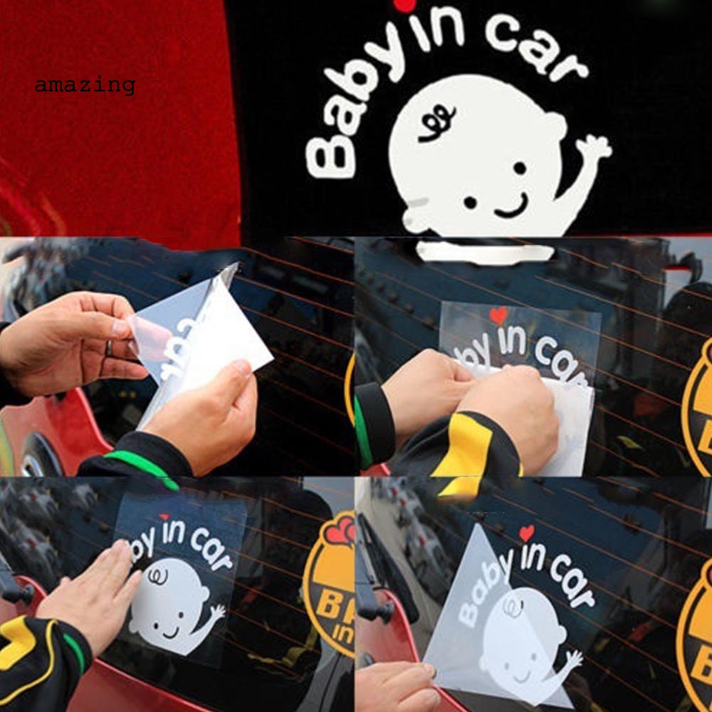 Đề Can Tự Dính Họa Tiết Baby in Car Thời Trang Trang Trí Cửa Sổ Xe Hơi