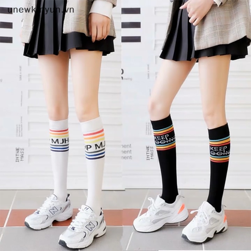 Vớ Thể Thao Họa Tiết Kẻ Sọc Phong Cách Đường Phố Thời Trang Xuân Hè Dành Cho Nữ