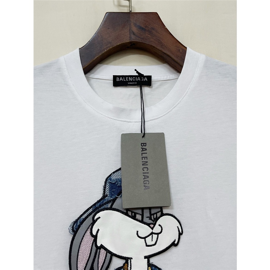 Áo Thun Nam Ngắn Tay Cổ Tròn Thêu Hình Chú Thỏ Balenciag1Aga Size S-4XL