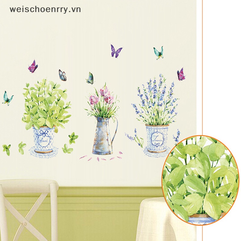 Đề Can Dán Tường / Cửa Sổ / Nhà Bếp Hình Chậu Hoa / Bướm DIY