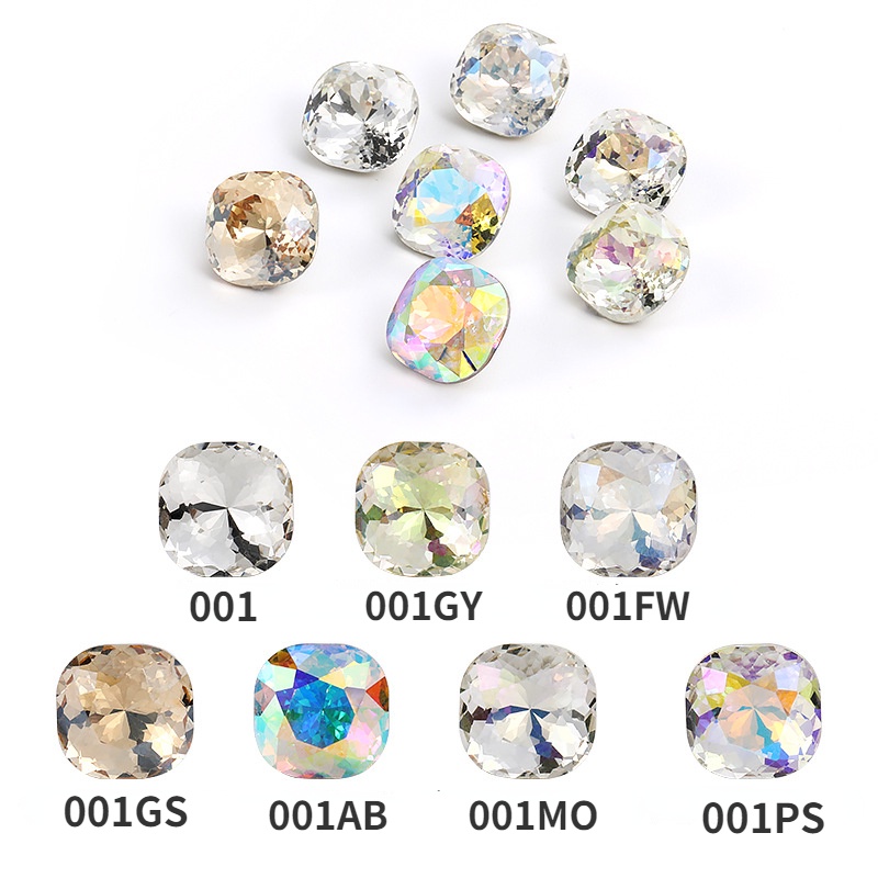 Đệm Kính Đá Pha Lê Hình Vuông K9 Siêu Sáng Bóng Chất Lượng Cao Trang Trí Móng Tay DIY