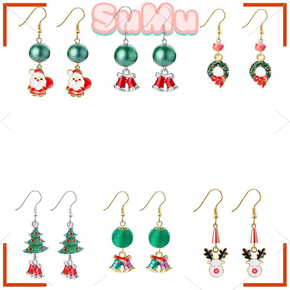 SUMU Bông Tai Dáng Dài Hình Người Tuyết Phong Cách Giáng Sinh