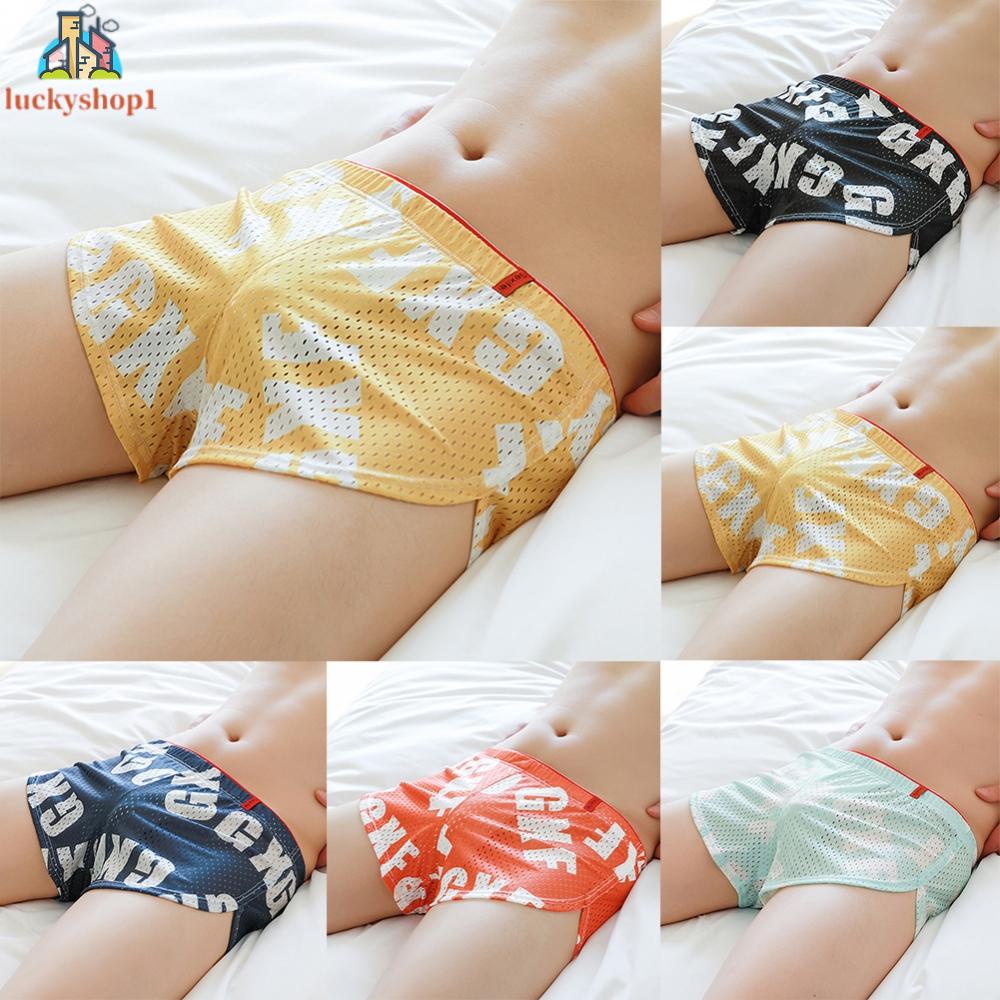 Quần Lót Boxer Lụa Lạnh Thoải Mái In Họa Tiết Size L-3XL Thời Trang Cho Nam
