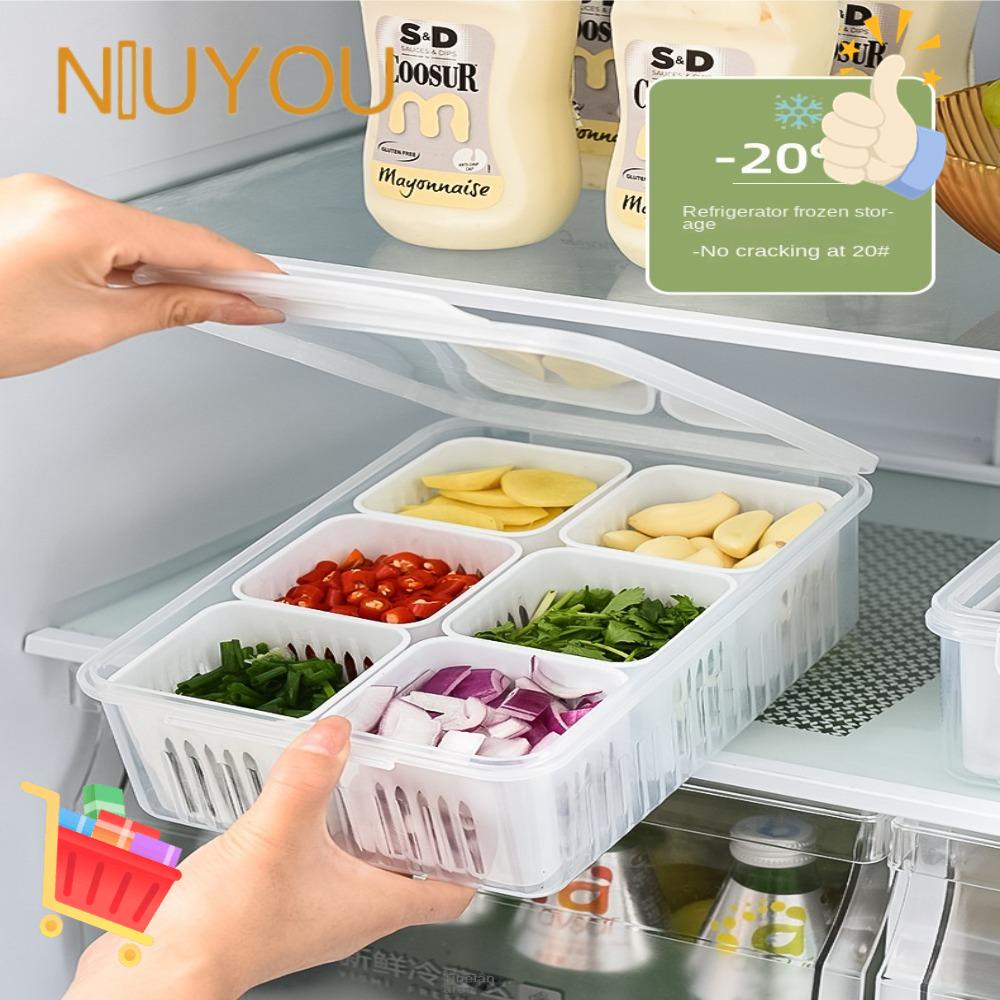 NIUYOU Hộp Đựng Thực Phẩm Hai Tầng Đa Năng Có Nắp Đậy Dùng Trong Tủ Lạnh