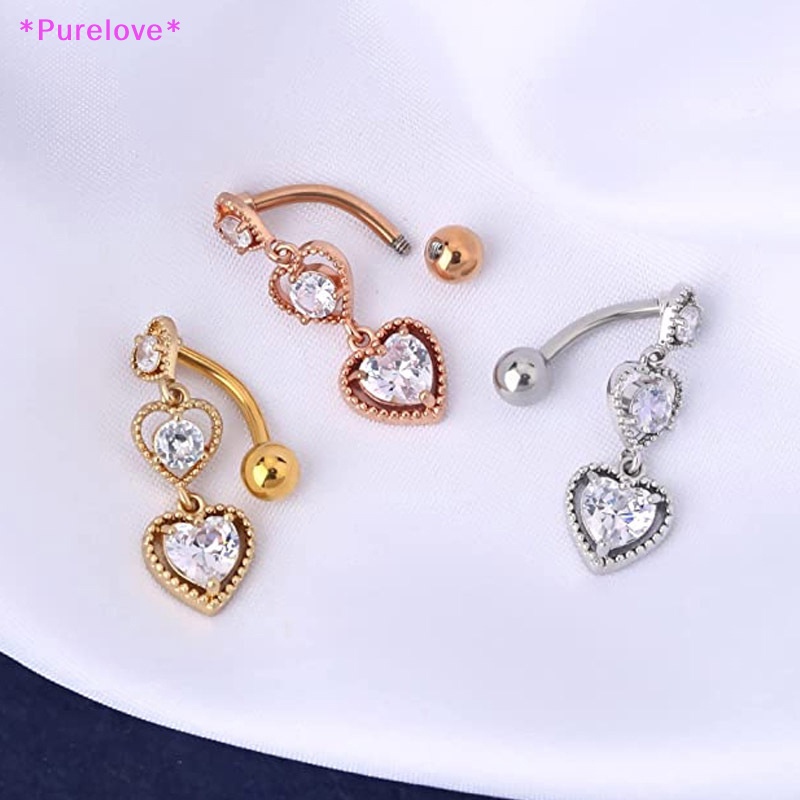 Khuyên Rốn Hình Trái Tim Bằng Thép Không Gỉ 3 Mẫu Mã Mới