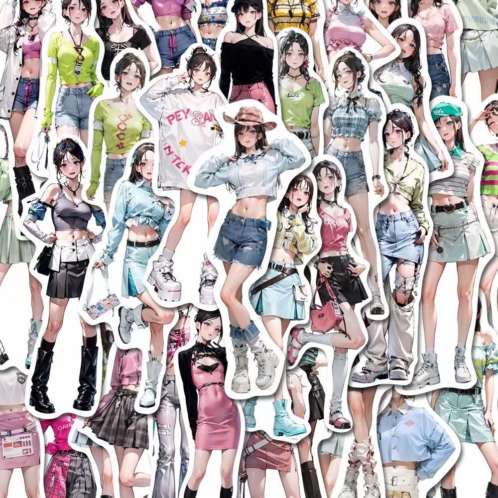 Bộ 57 Miếng Dán Hình Cô Gái anime Dễ Thương Chống Thấm Nước