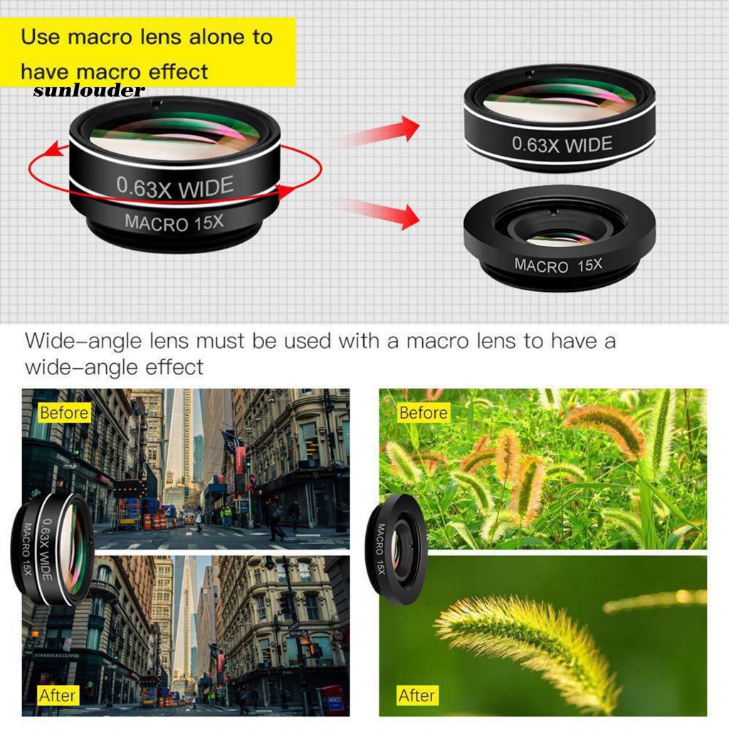 1 Bộ Thấu Kính Mắt Cá Góc Rộng 198 Độ Cho Điện Thoại