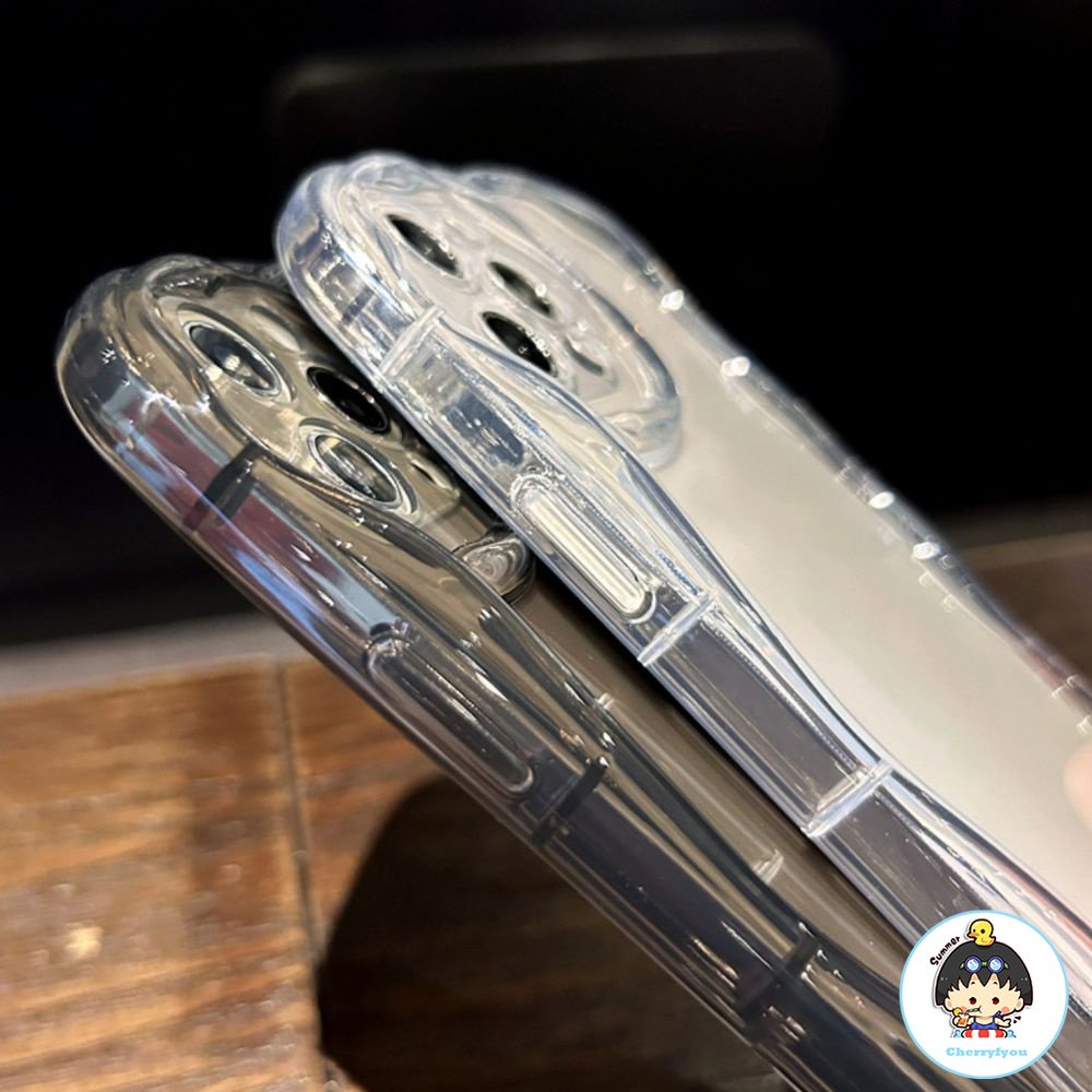 Ốp Điện Thoại TPU Mềm Trong Suốt Viền Gợn Sóng Bảo Vệ Ống Kính Máy Ảnh Cho IPhone 11 12 13 14 Pro Max XR XS Max