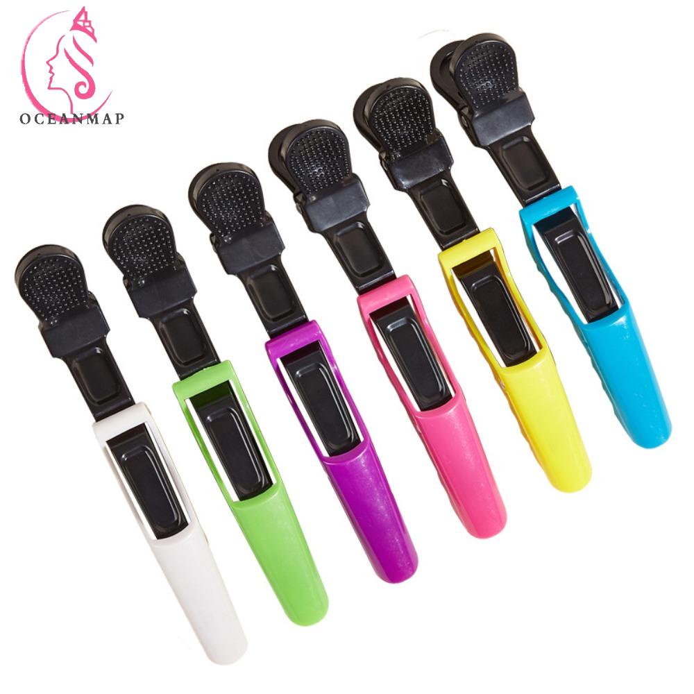 Bộ 6 Kẹp Cá Sấu Bằng Nhựa Màu Hồng / Đen Chống Trượt Dùng Tạo Kiểu Tóc Cho Nữ