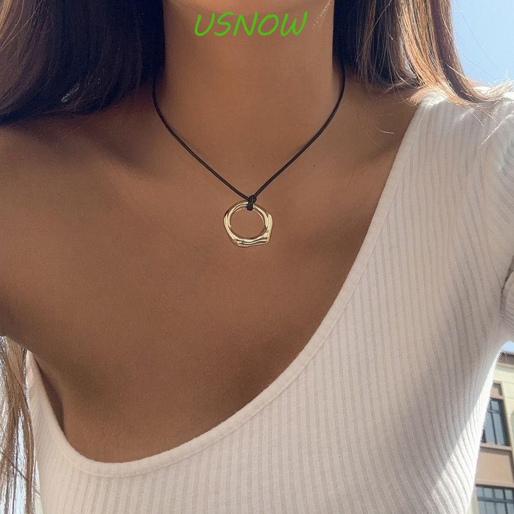 USNOW Vòng cổ Hợp Kim Mạ Vàng 2K Mặt Trái Tim Thời Trang Cho Nữ