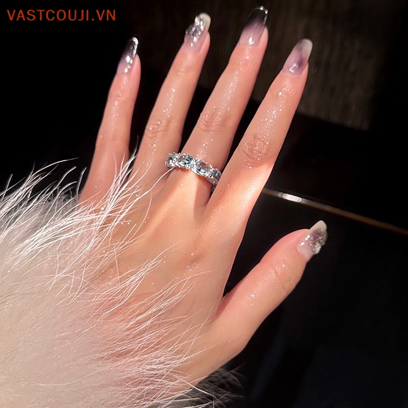 Nhẫn Đính Đá Zircon Màu Xanh Dương Sáng Tạo Thời Trang Mùa Hè Cho Nữ