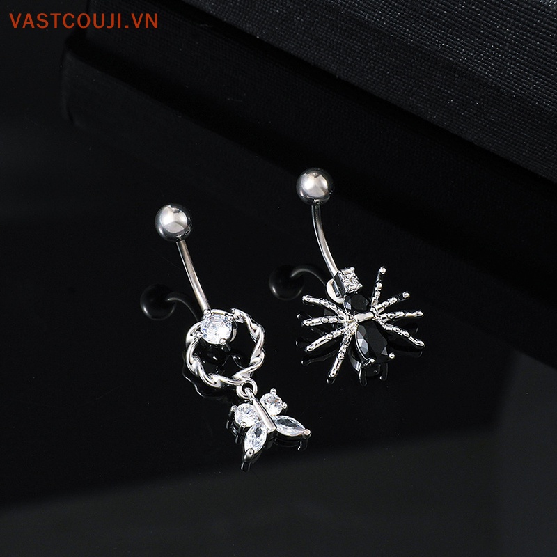 Khuyên Rốn Hình Bướm / Nhện Đính Đá Zircon Bằng Thép Không Gỉ Thời Trang