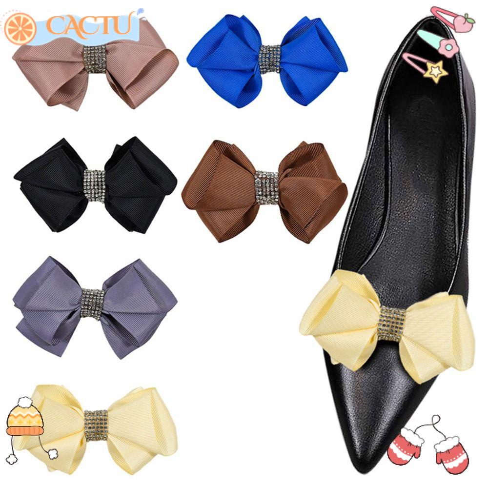 CACTU 2 Chiếc Kẹp Giày Đính Đá Hình Nơ Cho Cô Dâu