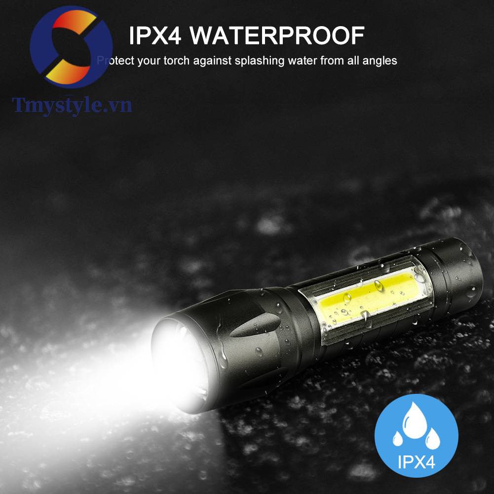 Đèn Pin LED XPE + COB IPX4 3 Có Thể Điều Chỉnh Tiện Dụng