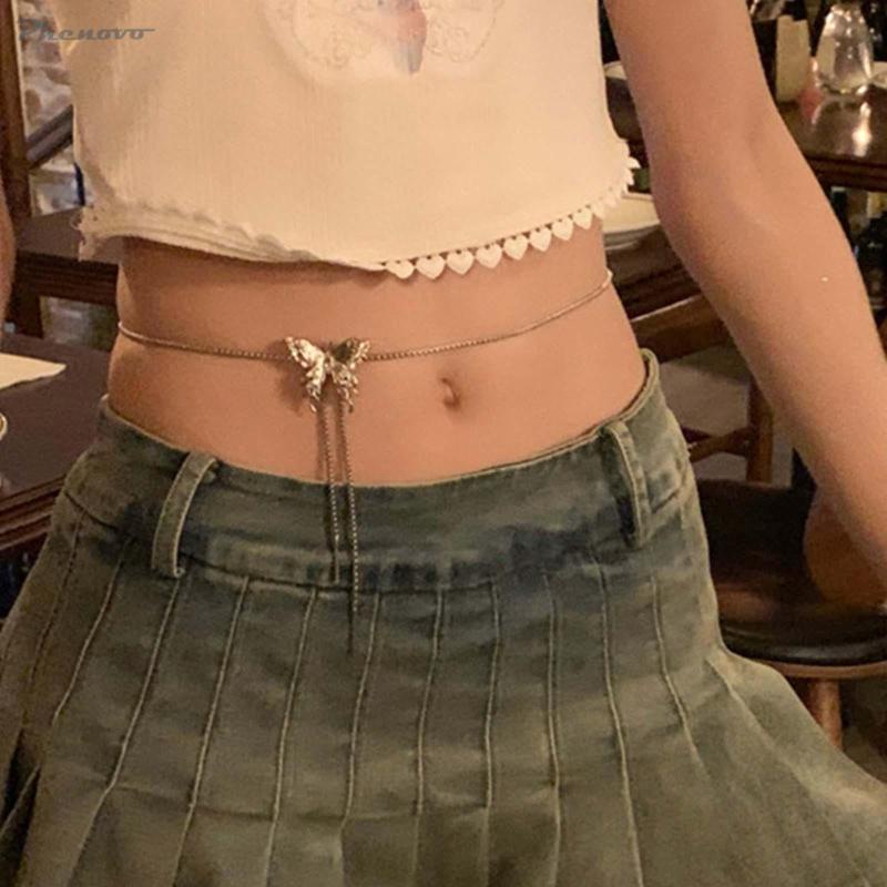 Dây Chuyền Mặt Hình Bướm Phong Cách Hip Hop Có Thể Điều Chỉnh Kích Thước Dành Cho Nữ