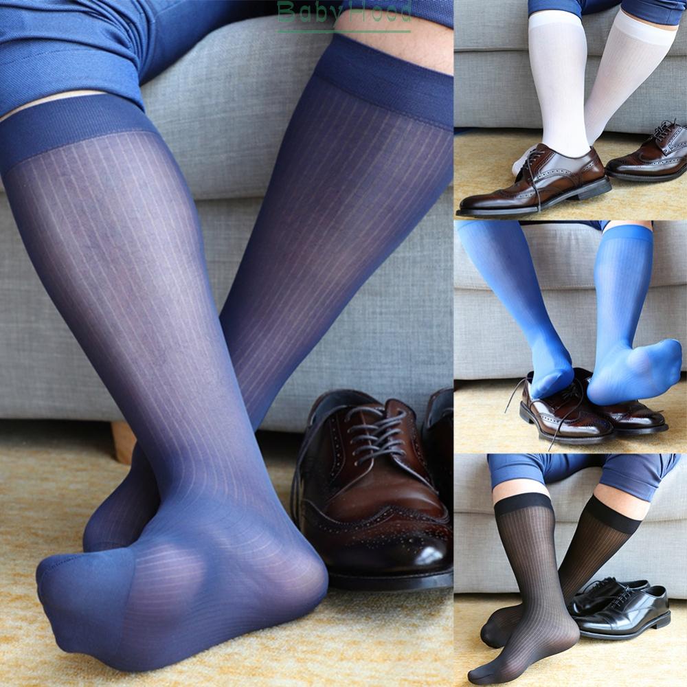 Sexy Mens Sheer Business Dress Thin Socks Knee Brace Thigh High Stocking Hosiery#BBHOOD