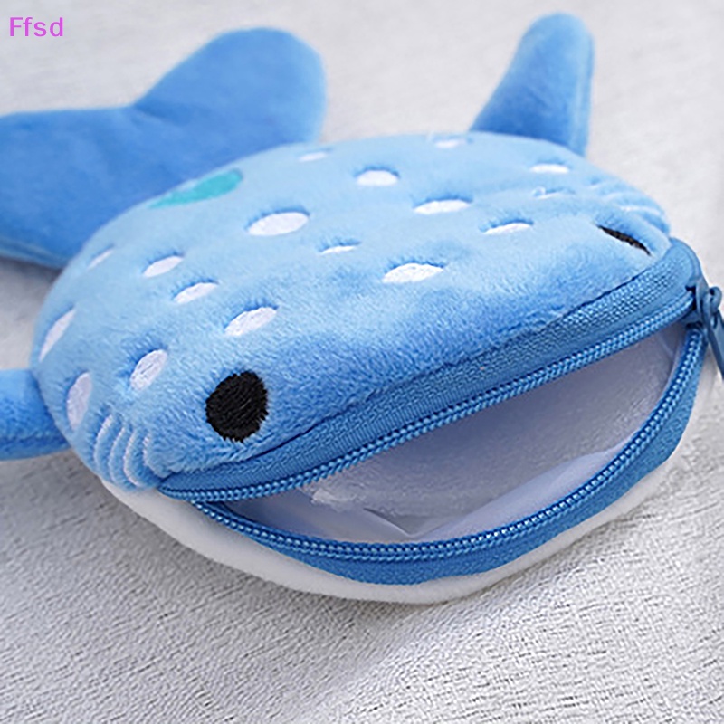 {Ffsd} Túi Đựng Tiền Xu / Dây Cáp Khóa Kéo Hình Cá Mập Hoạt Hình Cho Trẻ Em * Bán Chạy