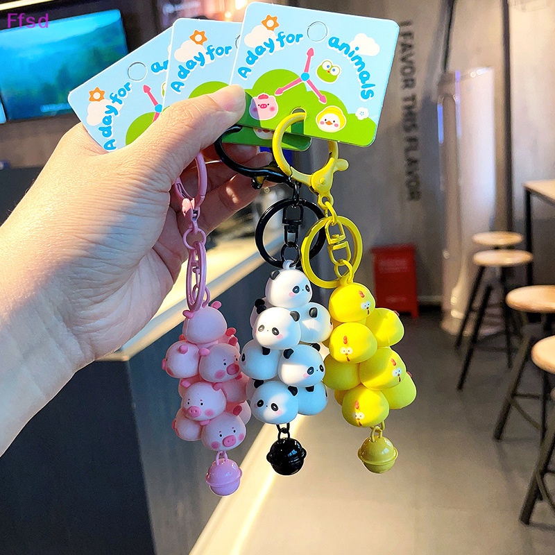 {Ffsd} Móc Khóa PVC Hình Động Vật Hoạt Hình Động Vật / Gấu Trúc / Gà / Thiên Đường / Heo Con Dễ Thương Làm Quà