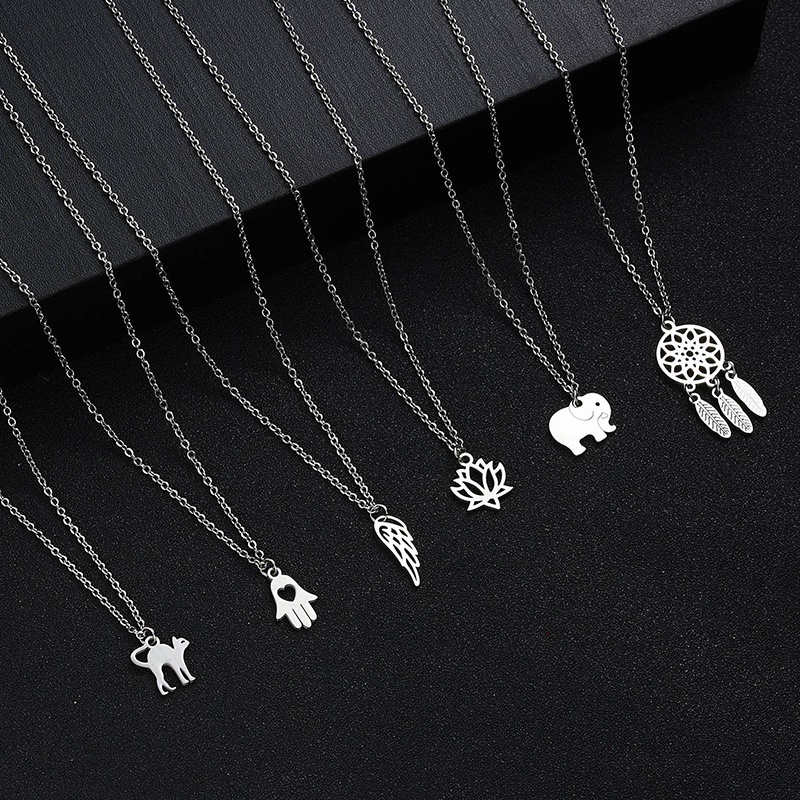 Ygt Vòng cổ Choker Mặt Dreamcatcher / Voi / Mèo / Thiên Thần Bằng Thép Không Gỉ Thời Trang Nữ