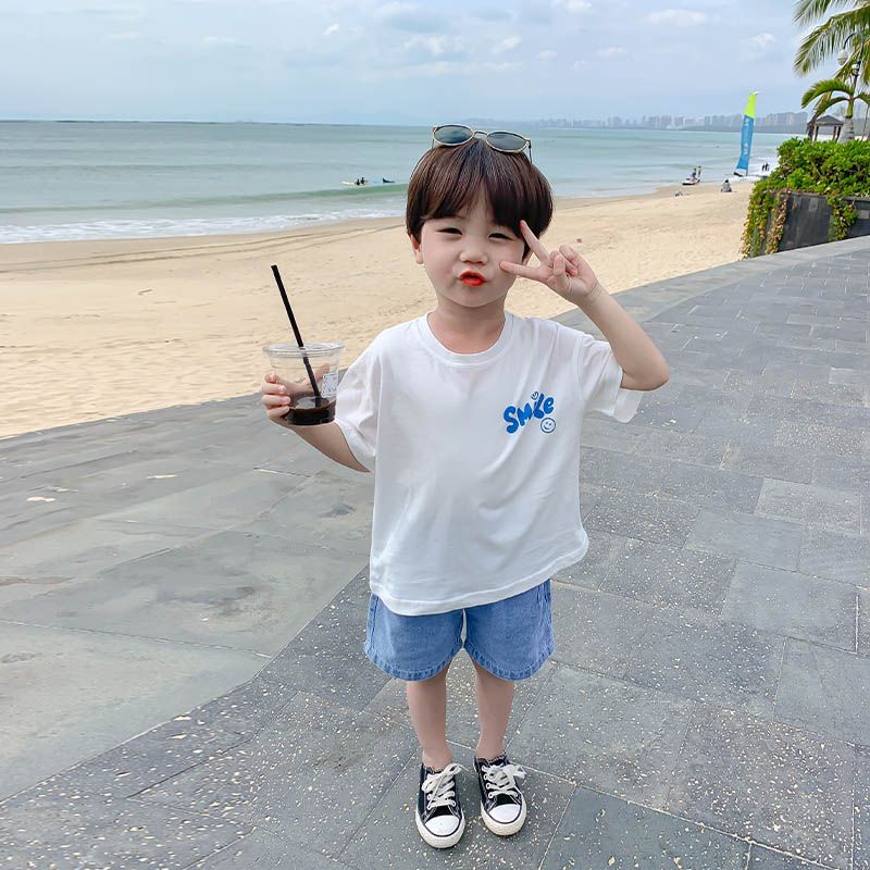 Áo phông cho bé trai  100% cotton tay ngắn áo phông rời phong cách hàn quốc in thời trang hàng đầu bé trai bé trai mặc quần áo baju