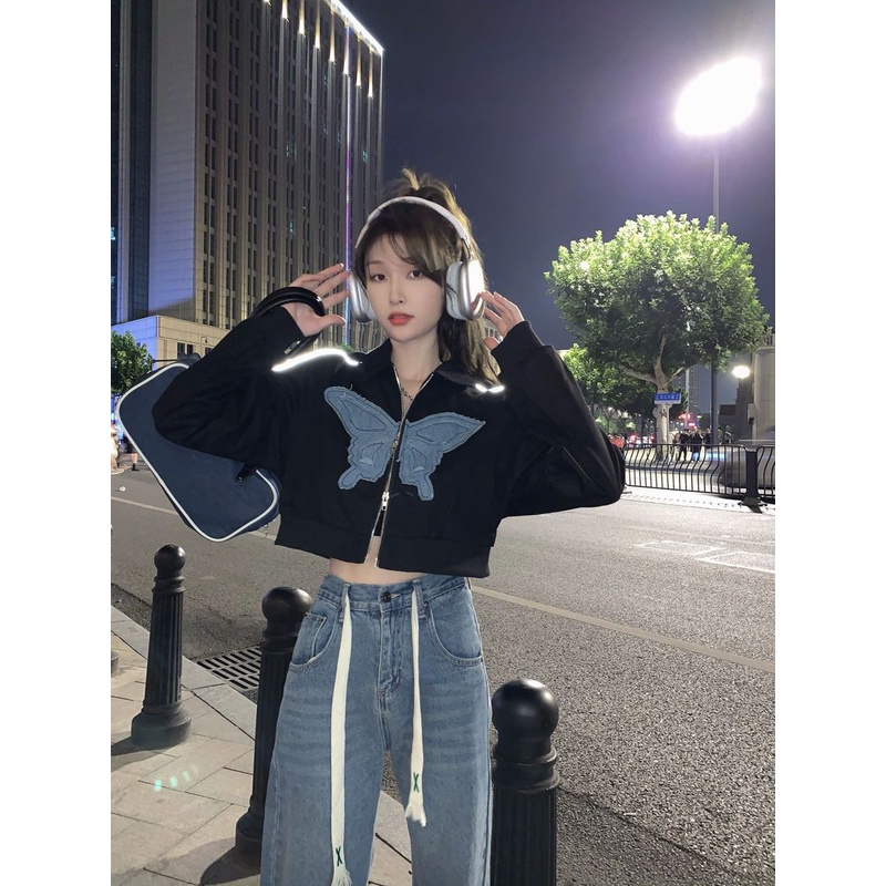 Áo Khoác Cardigan Tay Dài Dáng Rộng Lưng Cao Thời Trang Mùa Thu Cho Nữ