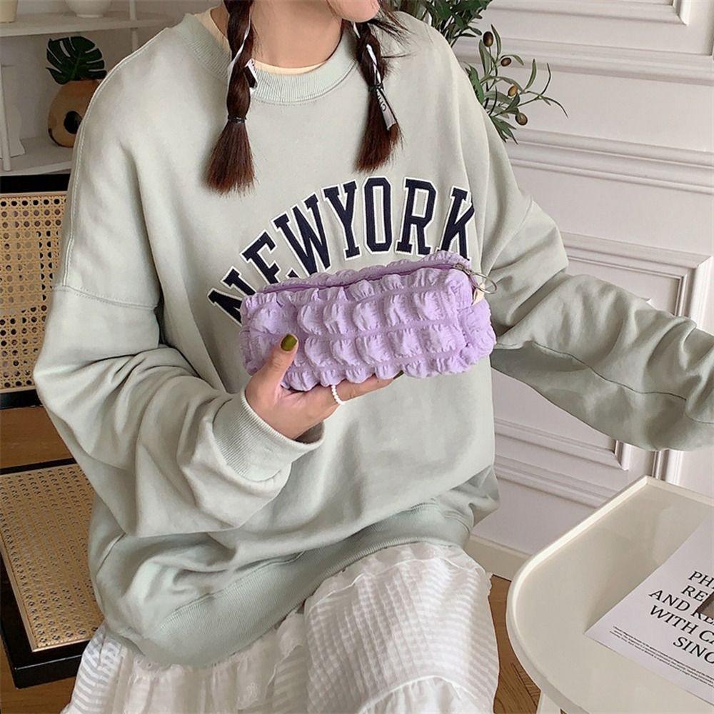 ANEMONE Túi Đựng Bút / Mỹ Phẩm Sức Chứa Lớn Bằng Vải Hình Đám Mây Cho Nữ