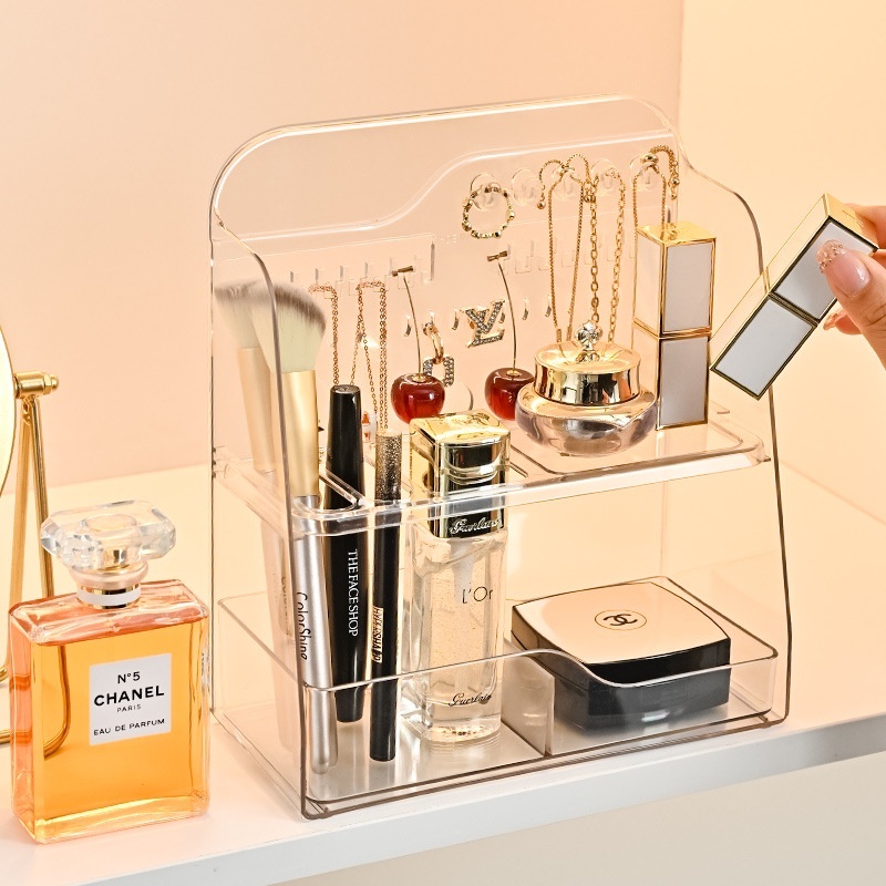 Hộp Đựng Mỹ Phẩm Son Môi Trong Suốt Để Bàn Tiện Lợi