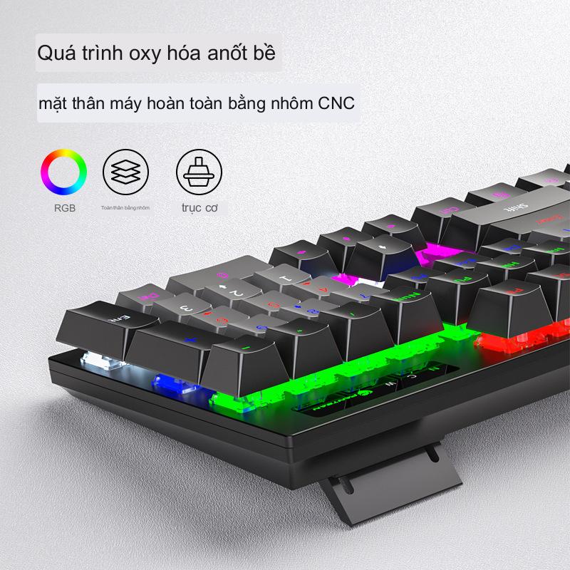 Bàn phím cơ  104 phím có đèn LED có dây năng động RGB blue switch văn phòng trò chơi chung bàn phím