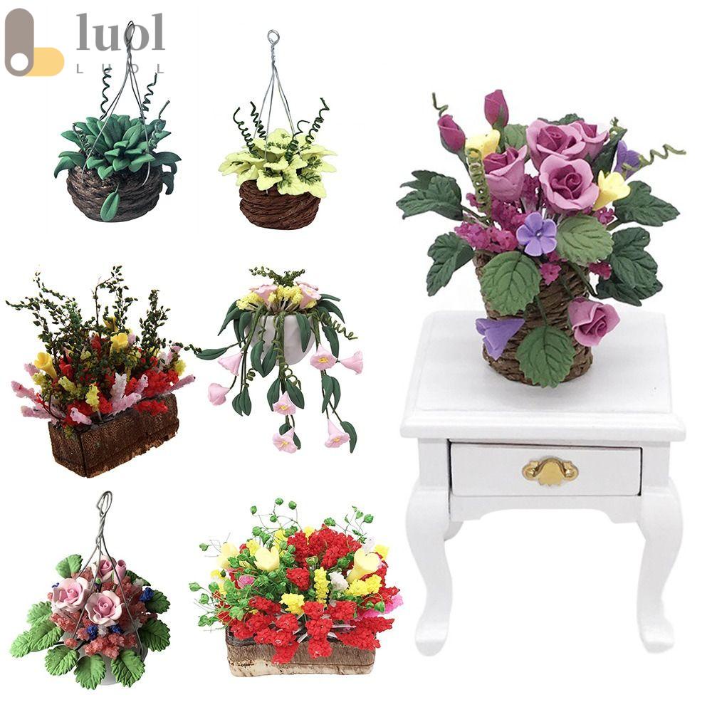 LUOL Giỏ Hoa Treo Trang Trí Nhà Búp Bê Tỉ Lệ 1: 12