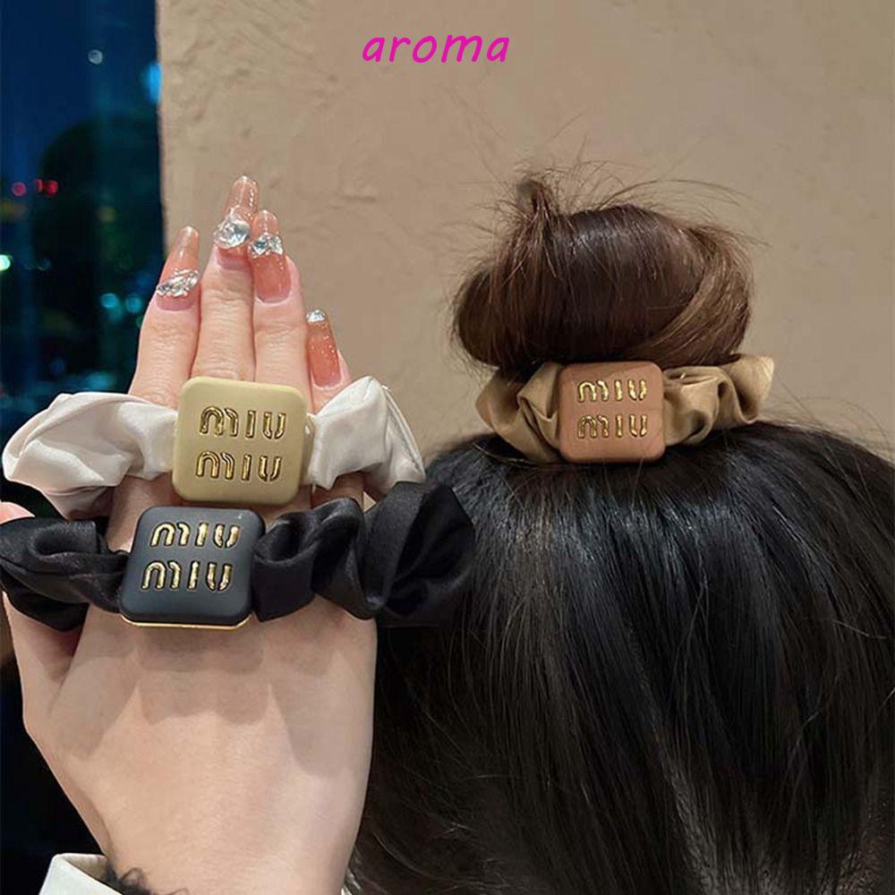 AROMA Dây Cột Tóc Co Giãn In Chữ Phong Cách Hàn Quốc Dễ Thương Cho Nữ