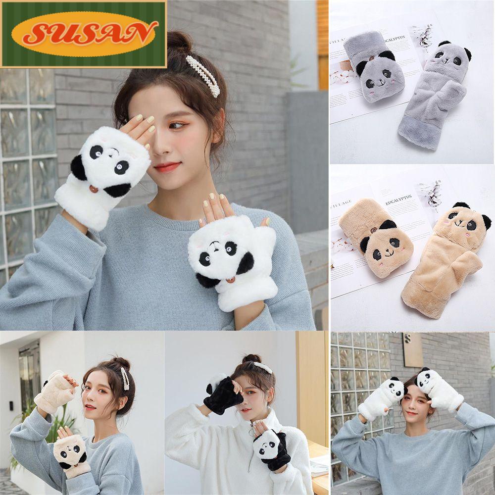 SUSANS 1 Đôi Găng Tay Hở Ngón Giữ Ấm Mềm Mại