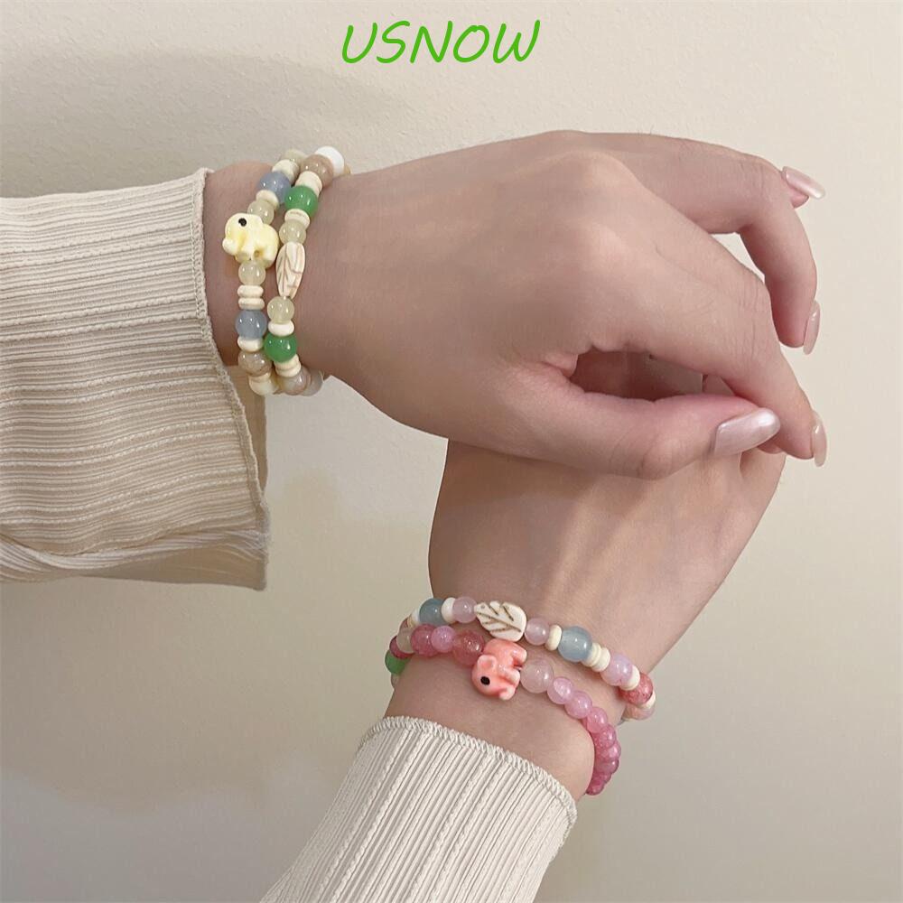 USNOW Vòng Đeo Tay Chuỗi Hạt Gốm Dopamine Hàn Quốc Làm Quà Tặng