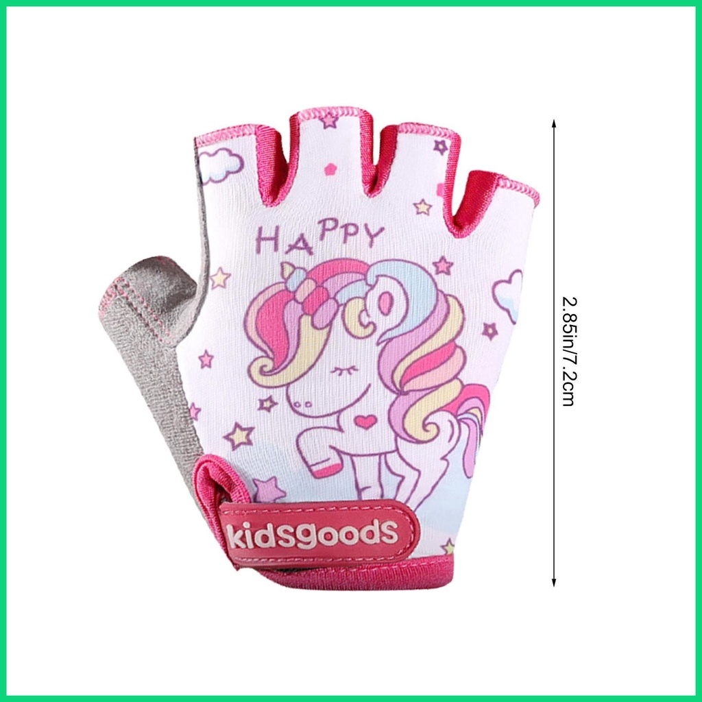 Găng Tay Hở Ngón Chống Trượt In Họa Tiết Xinh Xắn Dành Cho Các Bé