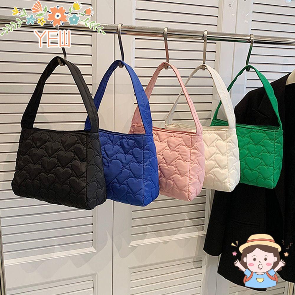 YEW Túi Xách Cotton Đệm Bông Mềm Màu Trơn Sức Chứa Lớn Họa Tiết Trái Tim Hợp Thời Trang Cho Nữ
