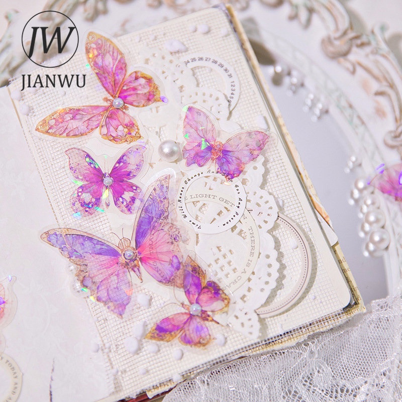 Set 30 Tấm Hình Dán PET Goo Họa Tiết Bướm Vintage Sáng Tạo DIY