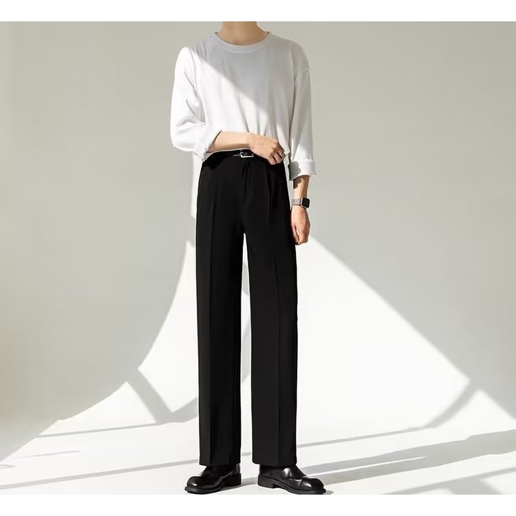 Quần Dài Ống Rộng 9 Tấc Phong Cách Hàn Quốc Thời Trang Xuân Hè Cho Nam