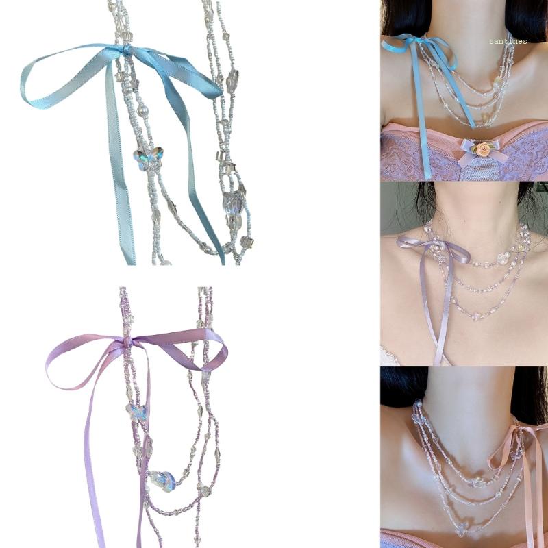 Vòng cổ Mặt Hình Nơ Đính Đá Pha Lê Thời Trang