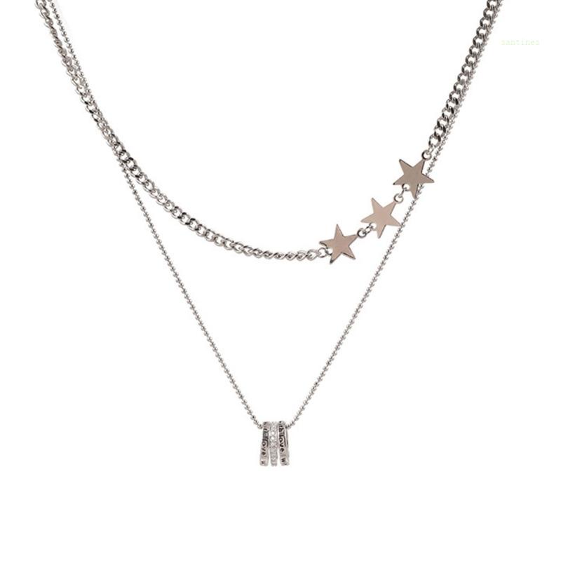 Vòng Cổ Choker Hai Lớp Hình Ngôi Sao Năm Cánh Ngọt Ngào Thời Trang Cho Nữ