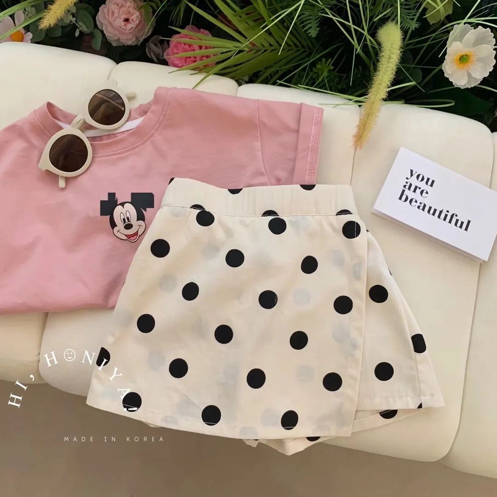 Phù Hợp set Áo Thun Tay Ngắn Và Chân Váy Thời Trang Mùa Hè 2023 Cho Bé Gái 9-34kg