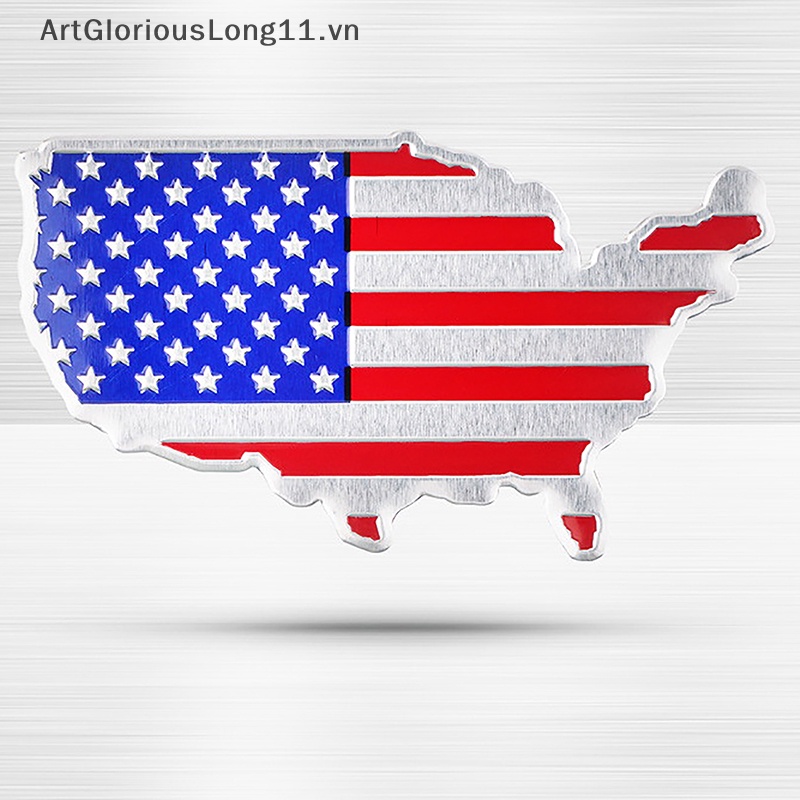 1 Miếng Dán Logo Hình Lá Cờ Mỹ Bằng Kim Loại Trang Trí Xe Hơi